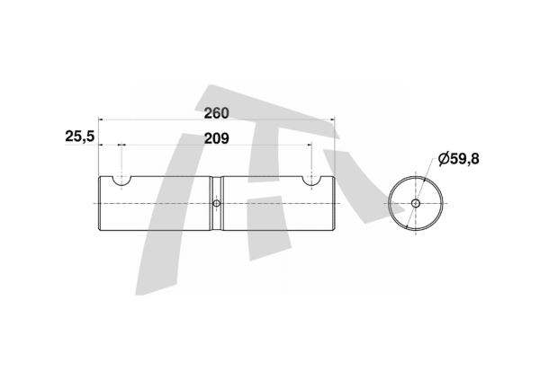 PERNO BALANZA 60X260MM ADAPTACION - Imagem 2
